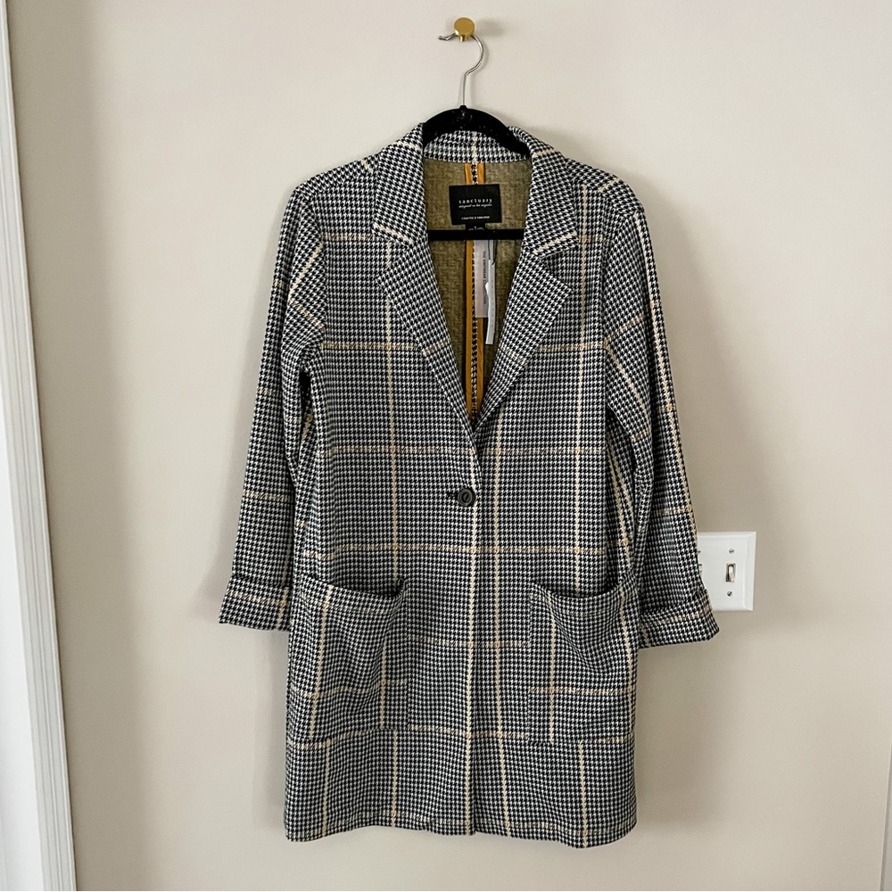 Sanctuary Houndstooth Longline Blazer